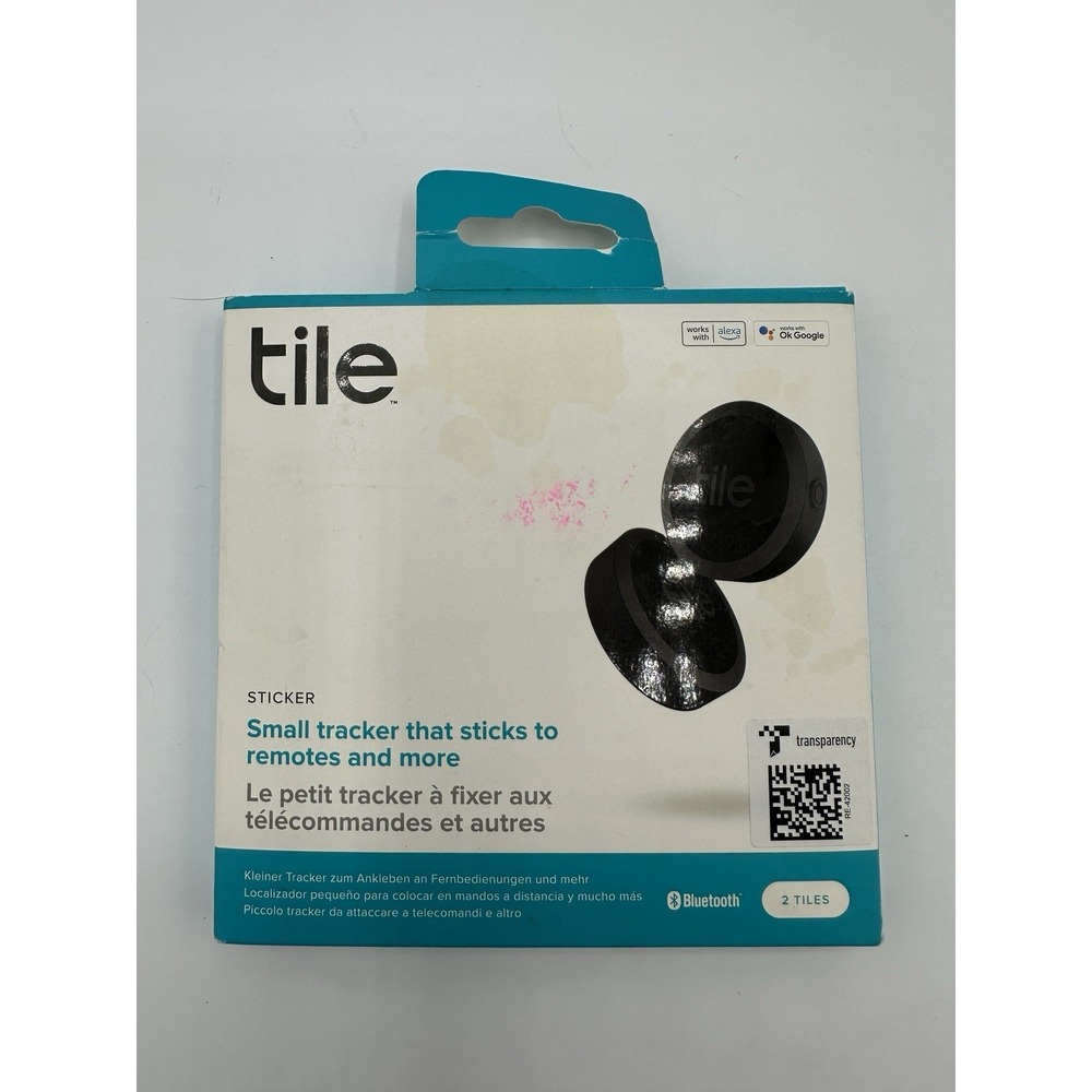 Tile Sticker 2 Pack Bluetooth Tracker Item Finder RE-42002 NEW SEALED Black